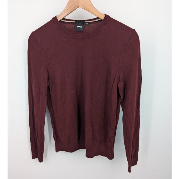 VTG Hugo Boss Sweater Burgundy Italian Yarn Crewneck Men’s Size M StealthWealth - Picture 1 of 3